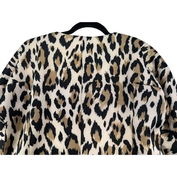 Chelsea & Theodore Womens Leopard Print Scuba Jacket S Brown Black - Picture 12 of 13